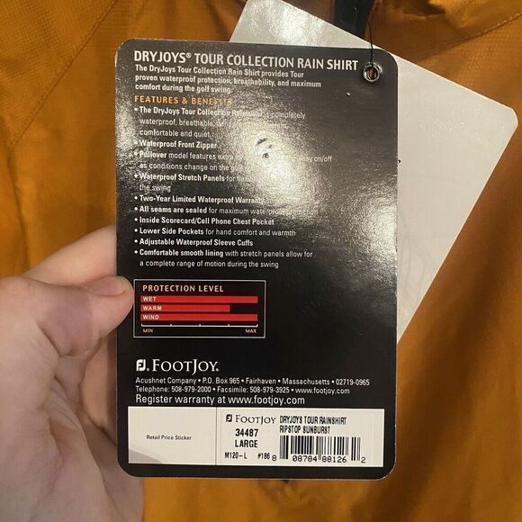 Footjoy Dryjoy Tour Collection Golf Jacket Sunburst Orange Mens Large 1/2 Zip - Picture 3 of 8